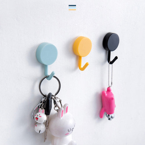 10PCS Self Adhesive Wall Hook Strong Without Drilling Bathroom Door Kitchen Hanger Creative Colorful Wall Hooks