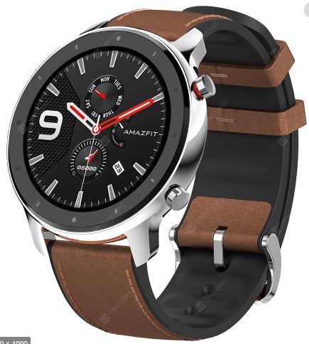 AMAZFIT GTR 47mm Smart Watch 24 Days Battery Life 5ATM Waterproof Global Version ( Xiaomi Ecosystem Product ) - Brown 47mm Stainless Steel Case - Saamaan.Pk