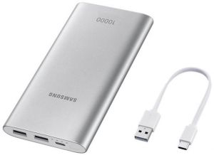 Samsung Fast Advanced Charge Power Bank Battery Pack 15W 10000 mAh with MicroUSB Cable - Silver - Saamaan.Pk