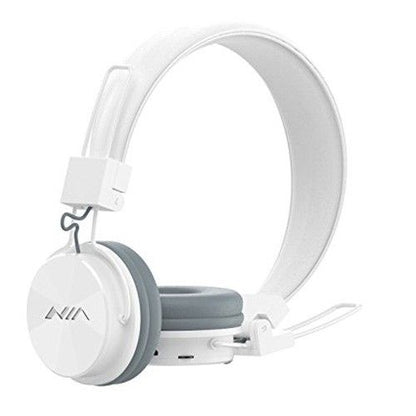 NIA X2 Bluetooth Wireless Headphone Grey & Withe - Saamaan.Pk